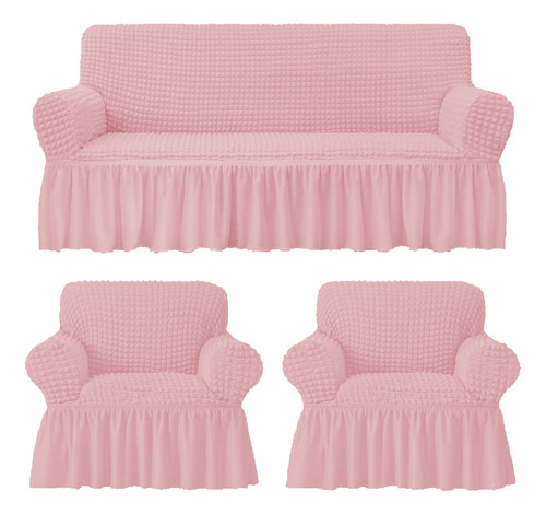 Cubre Sofá Sillón Algodón 100% Turco Original 3+1+1 Paloo Rosa