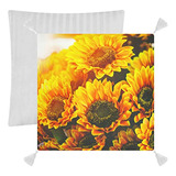 Cojín Decorativo Vintage De Girasol Alaza Para Sofá O Cama, 