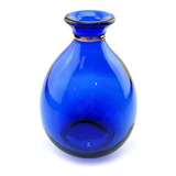 Floreros - Jarrón De Cristal Azul Redondeado Para Decoración
