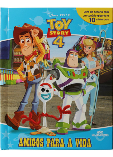 Toy Story 4 Livro + Cenário + 10 Miniaturas Para Brincar