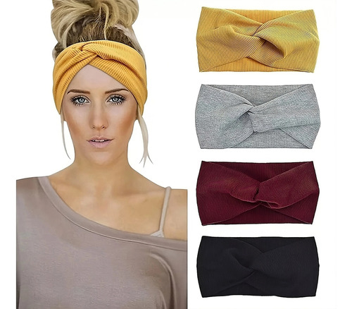 Turbante Bandana Tiara Larga Headband Faixa Para Cabelo Moda Cor Preta