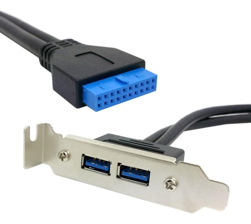 Panel Trasero Hembra Usb 3.0 De Perfil Bajo De 80 Mm A Cable