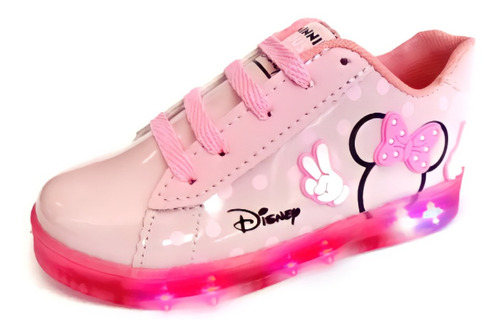 Tenis Casual Para Niña De Minnie Mouse Luz Led 13 Al 21