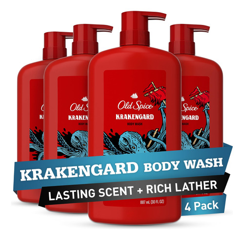 Old Spice Jabon Corporal Para Hombre, Krakengard, Espuma De