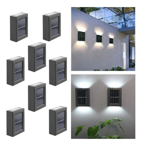 8pcs Jardín Exterior Impermeable Lámpara Solar De Pared