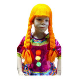 Peluca De Estambre Trenzas Muñeca O Payasita Color Naranja