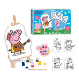 Kit Brinquedo Pintura Infantil Peppa Pig Em Madeira 45 Cm
