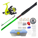 Kit Pesca Caña 1.80m + Reel 3 Rulemanes + Caja Completa