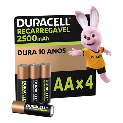 Pilha Recarregável Aa Pequena 2500mah Duracell Com 4 Un. | MercadoLivre