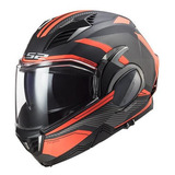 Casco Abatible Ls2 Valiant Ii Revo Titanium /naranja Fluo 