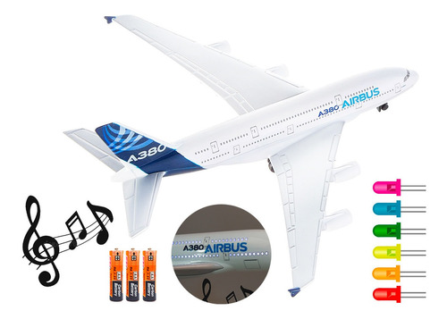 Avión Pasajero Airbus A380 Juguete Luz Led Sonido Motor 40cm