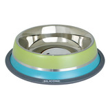 Comedouro Para Caes Inox Modelo Dual Colors Verde Pequeno Cor Verde-azul