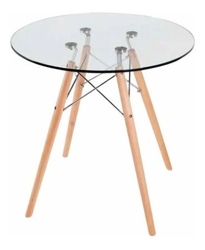 Mesa Comedor Redonda Vidrio Eames 80 Cm 4 Personas Mingenio