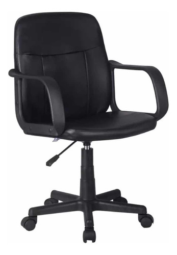 Silla De Escritorio Con Apoyo Brazos Negra Eco Cuero C/envio