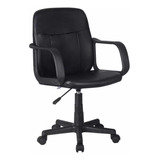 Silla De Escritorio Con Apoyo Brazos Negra Eco Cuero C/envio