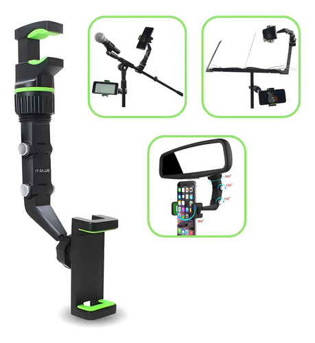 Suporte Celular Pra Moto Carro Bike Pedestal Violão Gps 360°