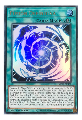 Fusión Definitiva Ojos Azules Yu-gi-oh! Original Konami