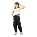 Calça Jogger Feminina Tactel Cargo Infantil Unissex Juvenil