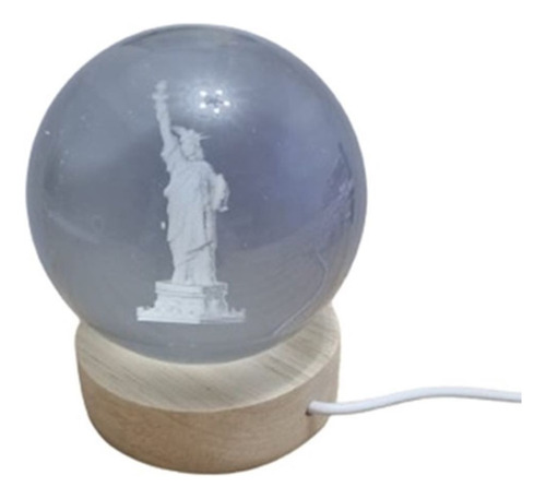 Lámpara De Mesa Estatua De Libertad  Luz Bola De Cristal 3d