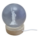Lámpara De Mesa Estatua De Libertad  Luz Bola De Cristal 3d