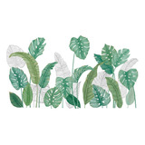 Sticker Para Pared De Sala Con Diseño Plantas Tropicales