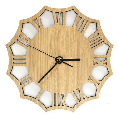 Reloj De Pared De Madera Analógico Diseño Glasgow 60x60