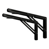 Soportes De Estante Plegables 20 Cm, Negro, Carga 100 Kg