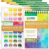 Kit De Acuarelas 36 Colores Con Pinceles Y Libreta De Dibujo