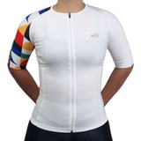 Camiseta De Ciclismo Uv50+ Unissex Wv Team Ultra Branco