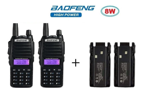 8w 2 Radio Baofeng Uv-82 Hp Vhf/uhf Bi Banda + 2 Pilas Extra