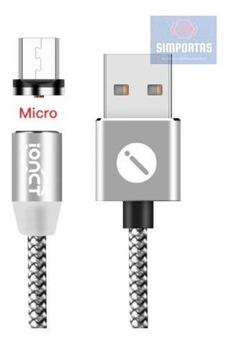 Cable Cargador Rápido 2.4 Amp Tipo Micro Usb Imán Plateado