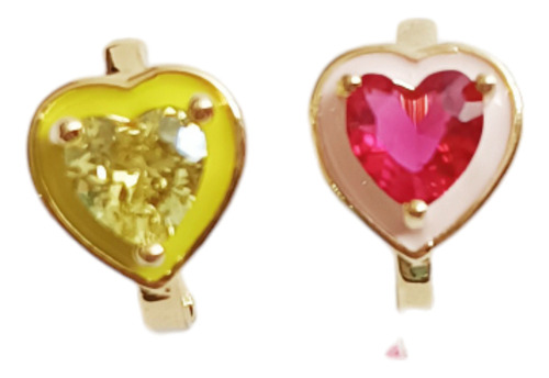 Aros De Corazón Desigual De Colores Chapado En Oro 