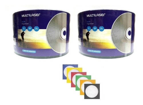 100 Cd-r Virgem Multilaser + 100 Envelope De Papel C/ Visor