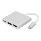 Adaptador Convertidor Tipo C A Hdmi 3 En 1 Portátil Multifun