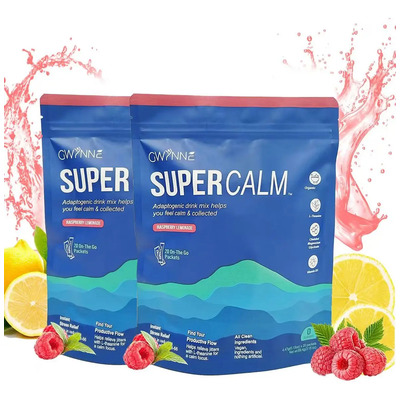 Gwynne Supercalm Polvo nutricional Supercalm KSM-66 Rico en complejo de magnesio y L-teanina 20 sobres Mejora eficazmente los patrones de sueño y potencia las funciones intrínsecas del organismo 2pcs | Envío gratis