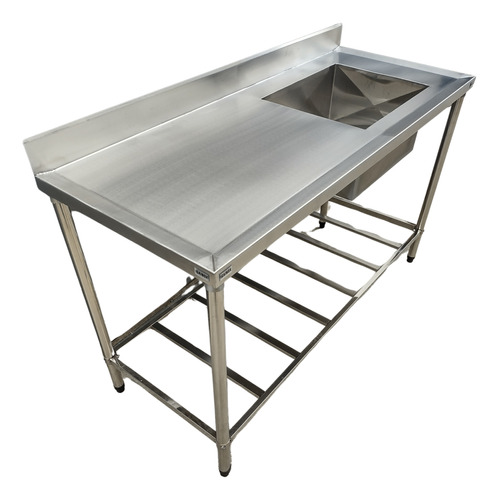 Pia Mesa Inox Industrial 200x60 Direita Prateleira Gradeada