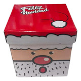 1 Caja De Regalo Feliz Navidad Con Diseño De Santa 25x25 Cm