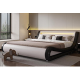 Base De Cama King Size Moderna Led Blanca Sha Cerlin