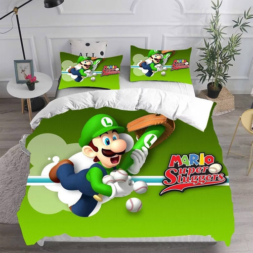 Juego De Ropa De Cama Super Mario Luigi 3 Piezas Individual