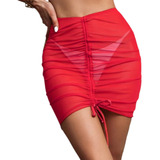 Minifalda De Bikini (r-l), Fruncida, Con Cordón, Transpa [u]