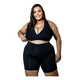 Conjunto Fitness Feminino Short E Cropped Plus Size 50/54