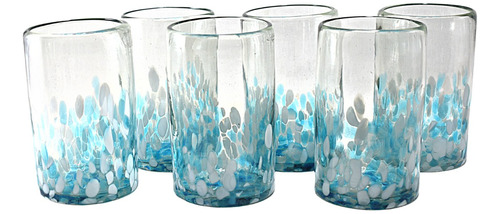 Vasos Vidrio Soplado Agua  | Set 6 Piezas | Confetti Cielo