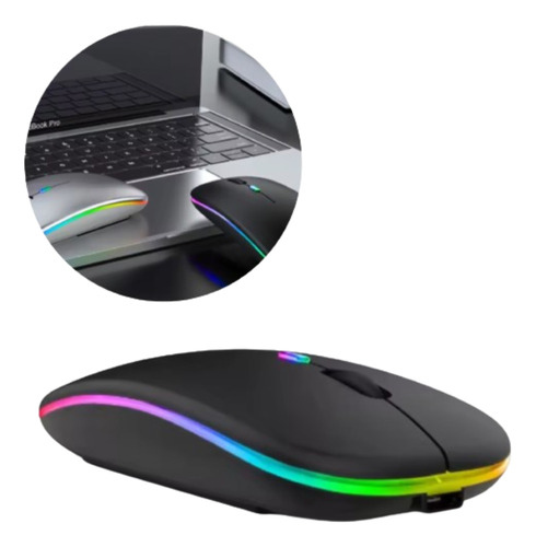 Mouse Sem Fio Recarregável Wireles Optico Led Rgb Ergonômico