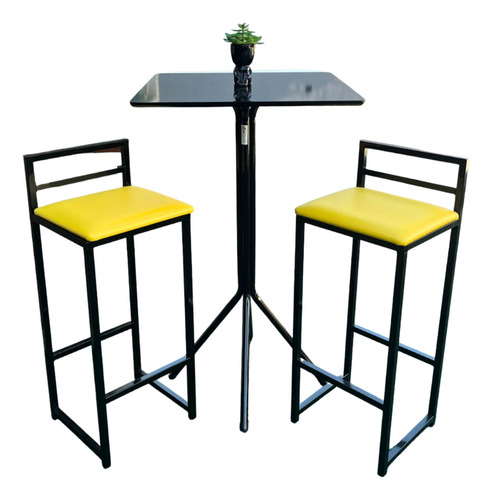 Conjunto Mesa Bistrô + 2 Banquetas Altas Cozinha Balcão Bar 