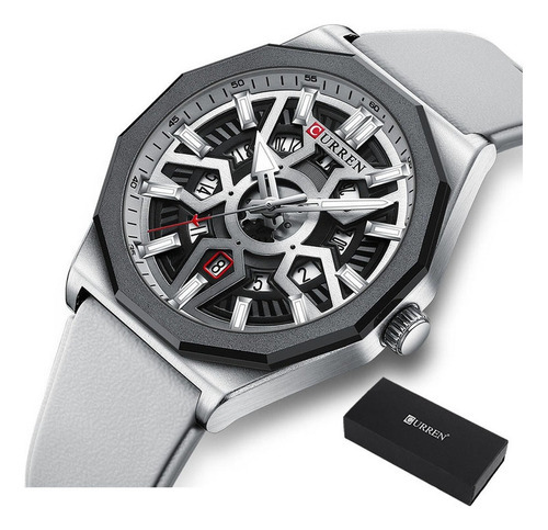 Reloj Curren De Cuarzo Con Calendario Casual, Impermeable Y Correa De Color Gris