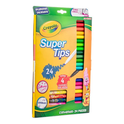 Caja de 20 Marcadores Super Tips + 4 Plumones Con Aroma Multicolor Crayola | MercadoLibre