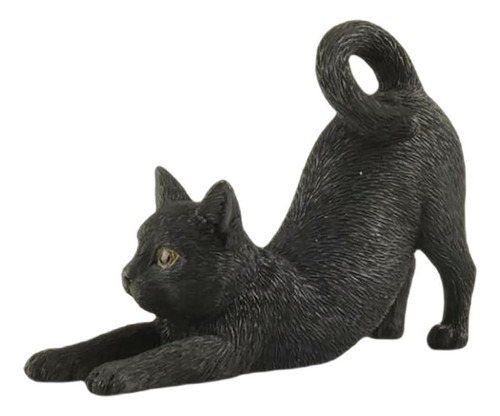 3.75  Gato Negro Estirado Pintado Mano Figurita Regalos...
