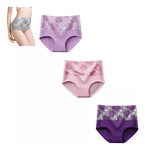 3pcs Braguitas De Mujer De Cintura Alta Antifugas Para