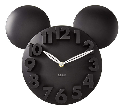 Reloj De Pared Orejas Mickey, Digitos Grandes, 3d, Negro