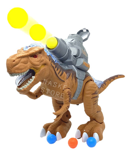 Dinosaurio Rex Lanza Pelotas Camina Pila Sonido Luz Robot